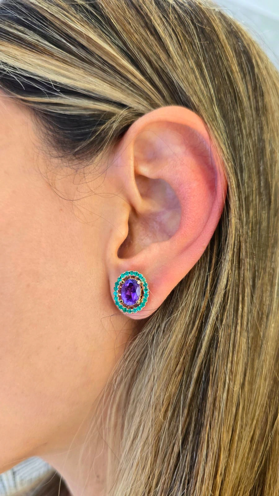 Amethyst and emerald jacket earrings (2/2)