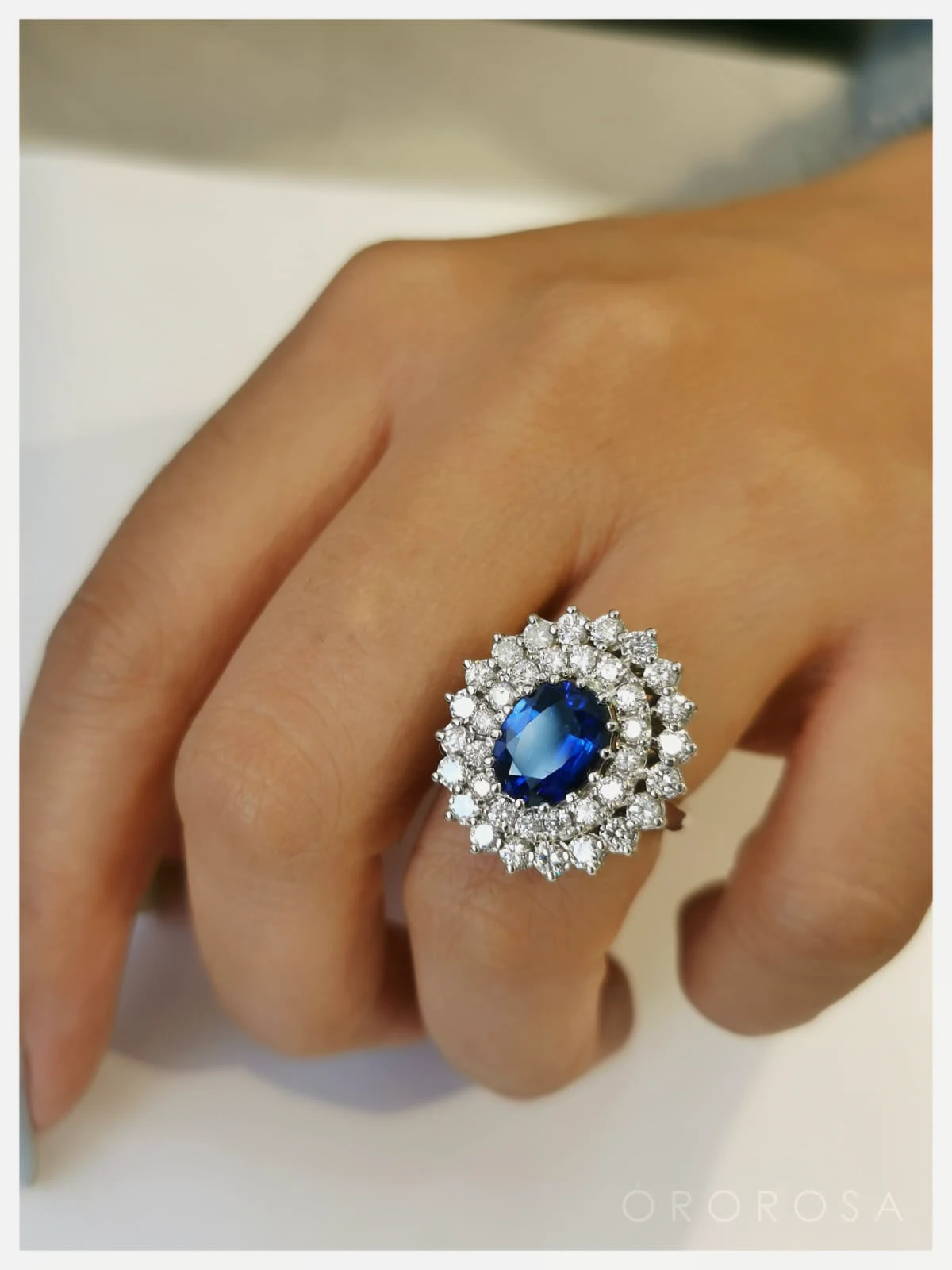 Anillo marquesa doble y zafiro (2/3)