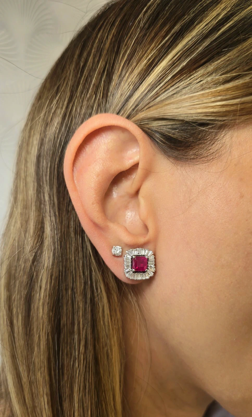Aretes jackets baguette zafiro y rubi (2/2)
